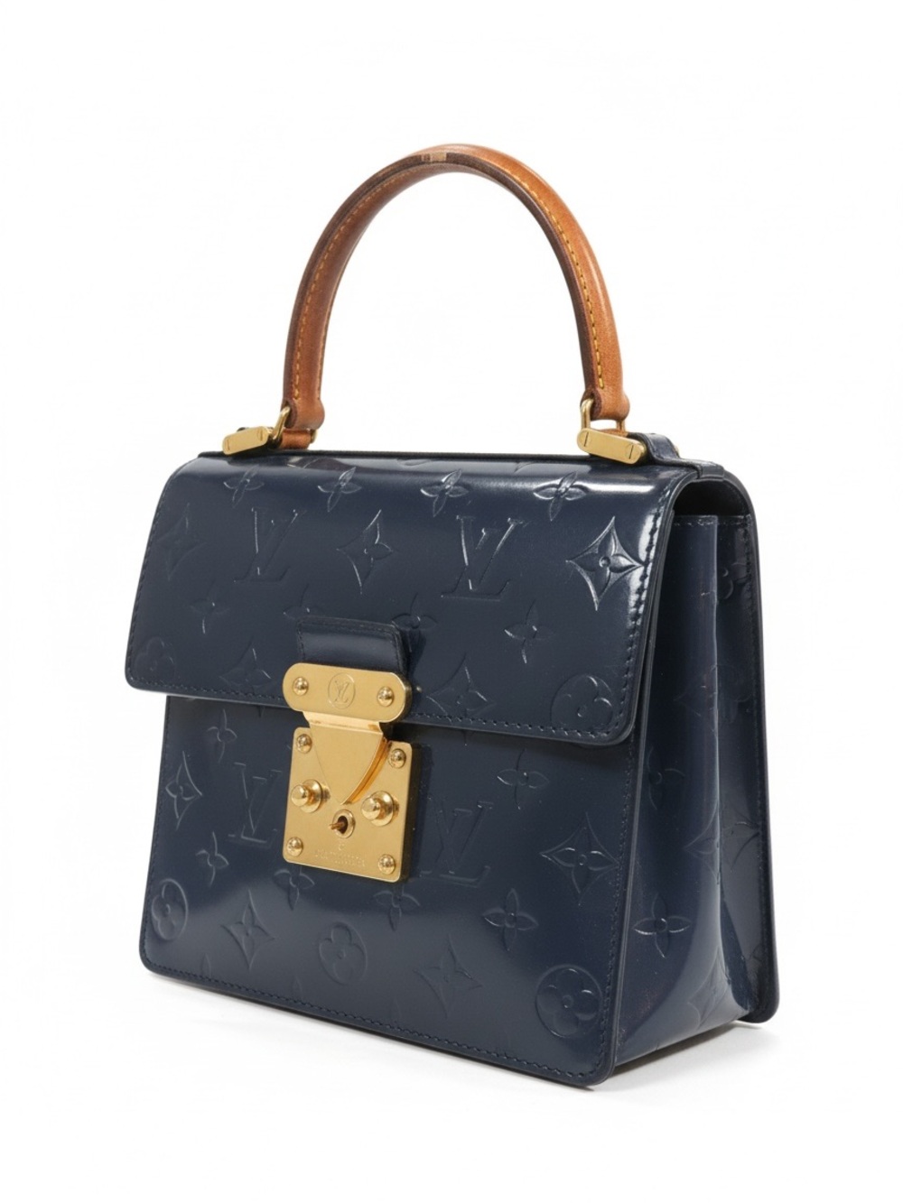 Vintage 1999 Louis Vuitton Malesherbes PM in Monogram Vernis Navy custom painted